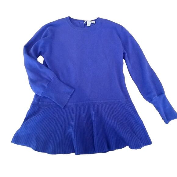 Autumn Cashmere Sweater Purple Cashmere LARGE Pullover button Back Peplum Detail - Picture 1 of 8